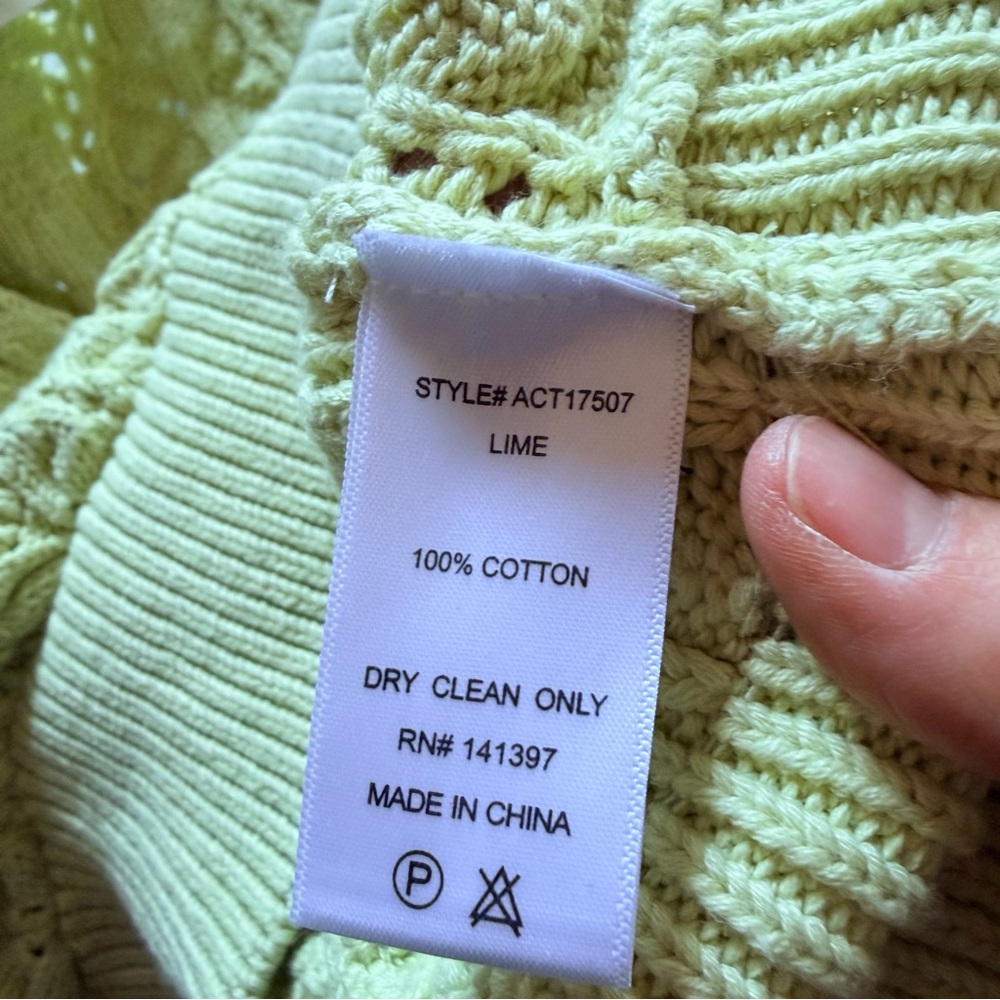 Astr the label elowen lime green knit wrapped cropped sweater M - Picture 6 of 6